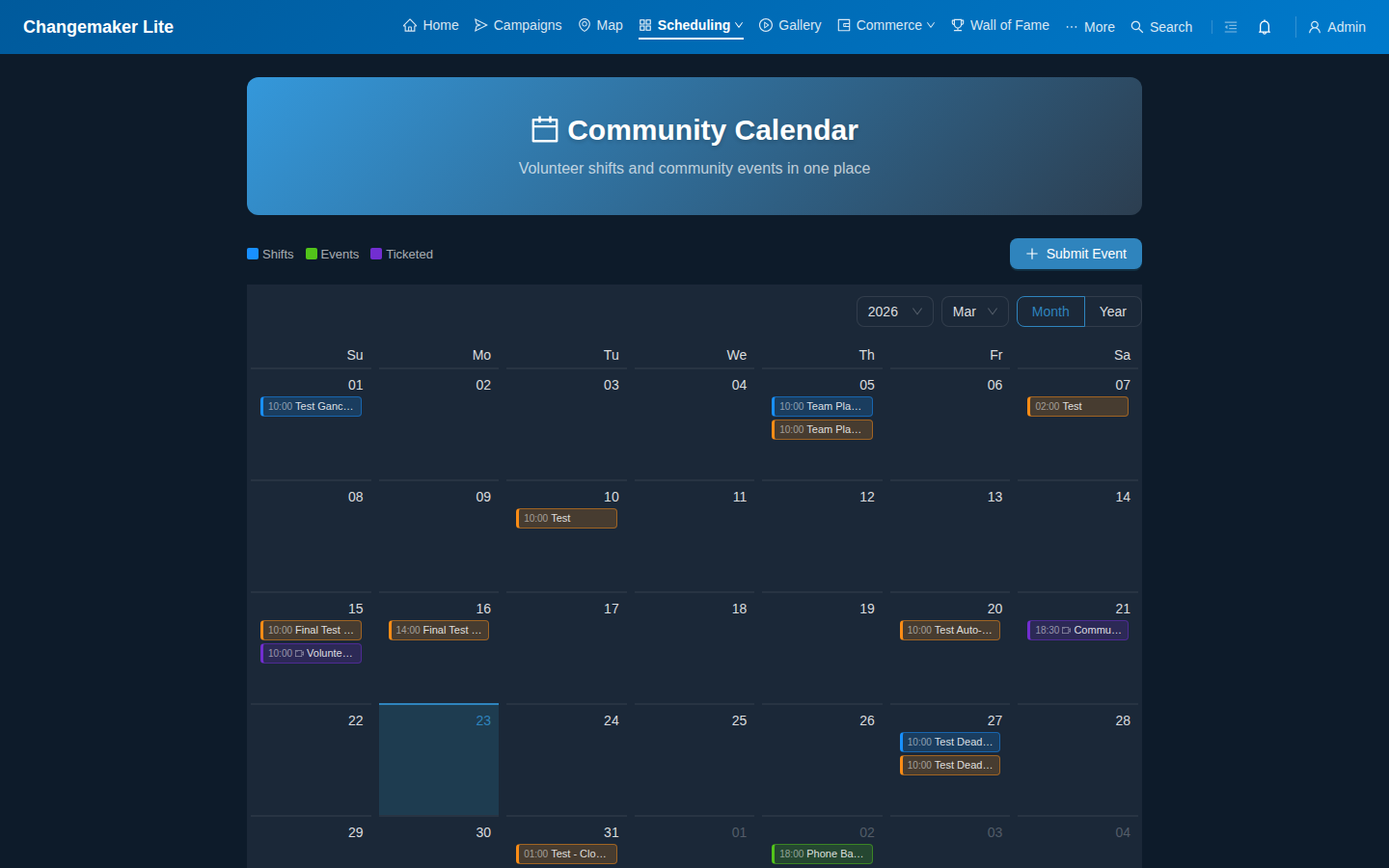 Gancio event calendar